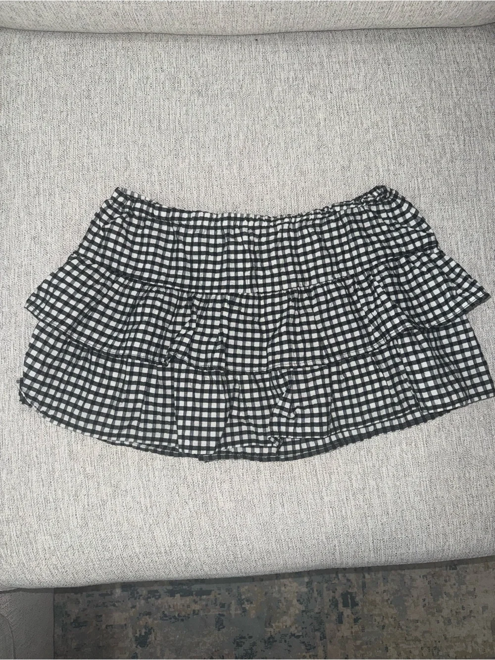 wild fable Black and White Gingham Tiered Mini Skirt